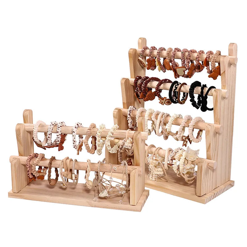 Solid Wood Bracelet Chain Display Stand Stall Selling Wristband Earring Storage Organizer Buddha Beads Necklace Showcase