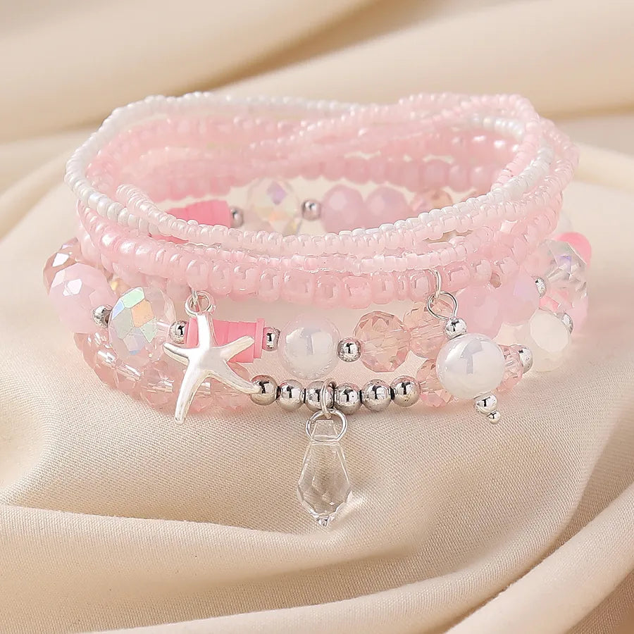 Wholesale Jewelry Cartoon Style Sweet Super Immortal Starfish Imitation Pearl Mostacilla Rhinestone Anklet