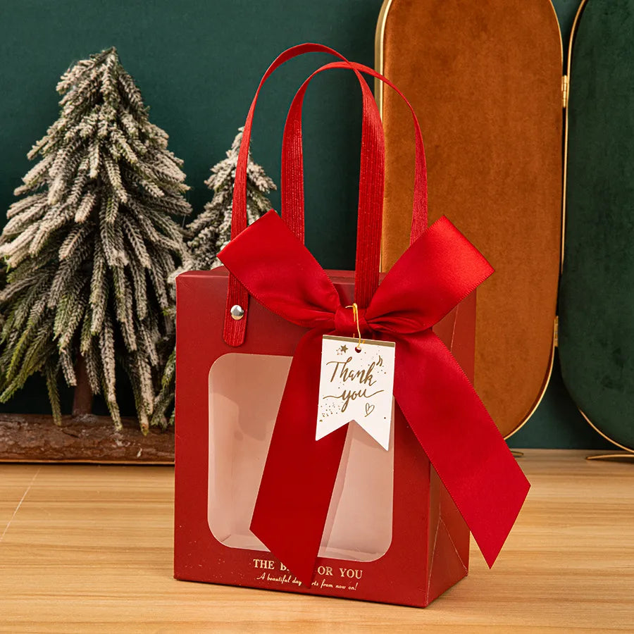 Gift Bag Advanced Sense Transparent Window Opening Bag Fashion Packaging Bag Birthday Gift Cosmetic Tote Bag Hand Gift Bag