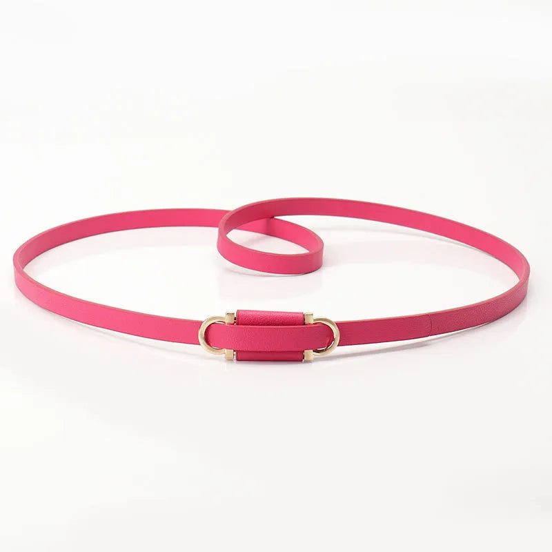 Simple Style Solid Color Pu Leather Alloy Women's Leather Belts