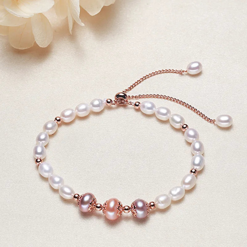 Freshwater Pearl Beaded Chain Bracelets Elegant Lady