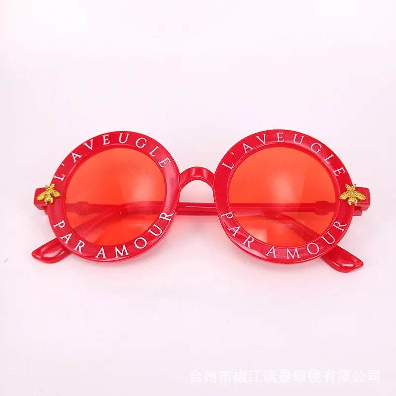 Factory in stock wholesale  new children's glasses round sunglasses small bee baby colorful sunglasses