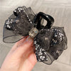 New Spring Summer Floral Silk Butterfly Knot Shark Clip Country Fresh Hair Clip Top Headwear Women's Fashion Accessories