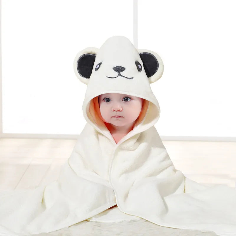 Baby Cartoon Bag Blanket Coral Fleece Absorbent Children's Bath Towel Embroidered Blanket with Hood Cloak Soft Newborn Blanket