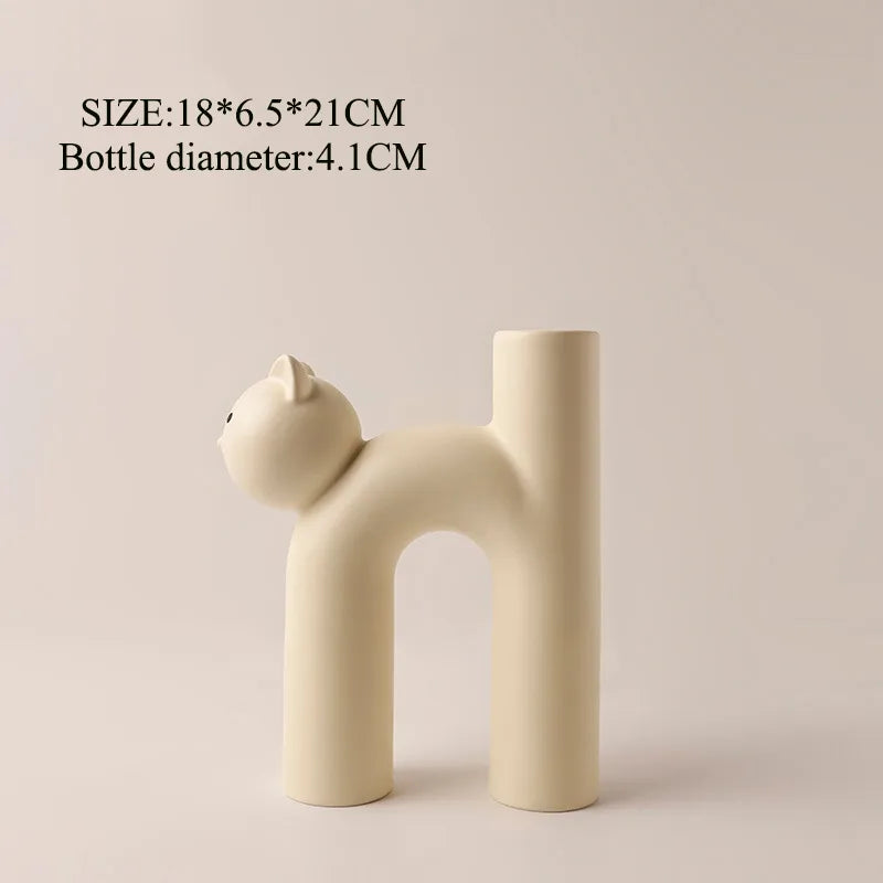 classic style cat ceramics vase