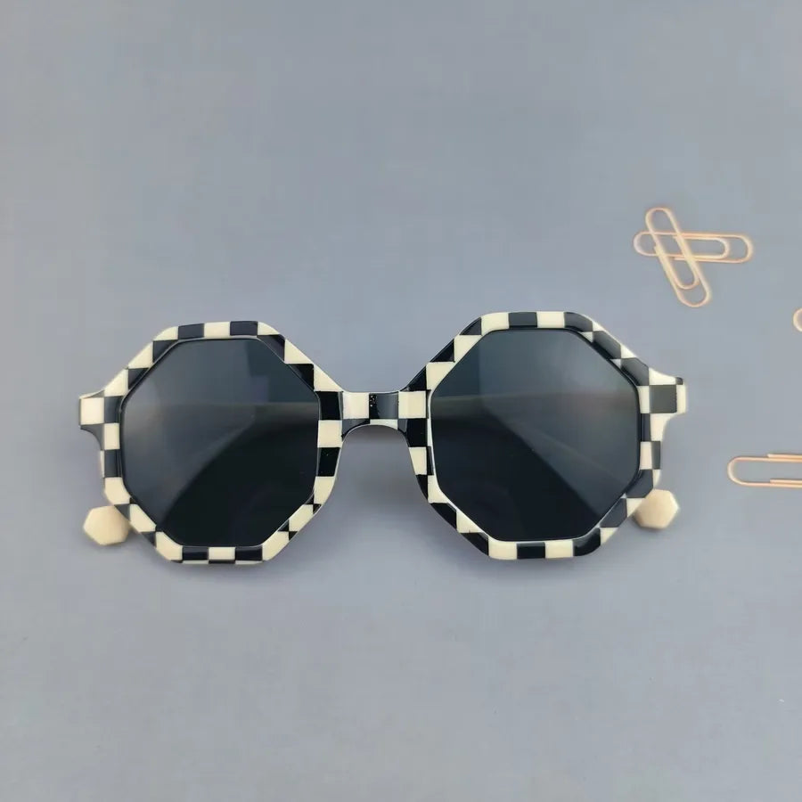 Cute Novelty Modern Style Geometric Ac Tinted Lenses Polygon Full Frame Kids Sunglasses