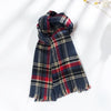 unisex fashion color block polyester warm raw hem winter scarves 1 piece