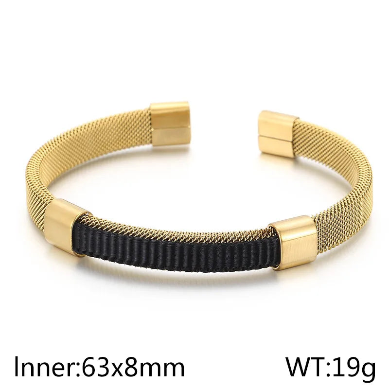 hip-hop retro geometric titanium steel plating men's bangle