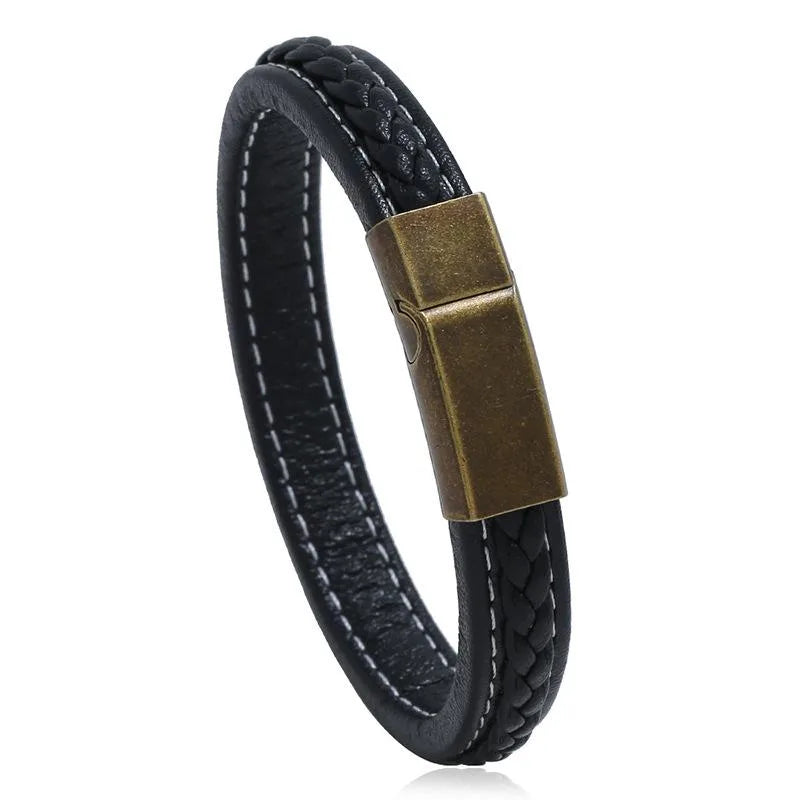 hand-woven multi-layer men leather bracelet nhpk142791