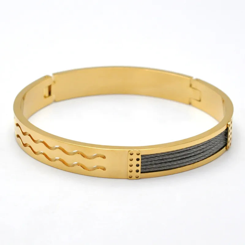 Simple Style Roman Style British Style Geometric Titanium Steel Men's Bangle Men Cuff & Bangle