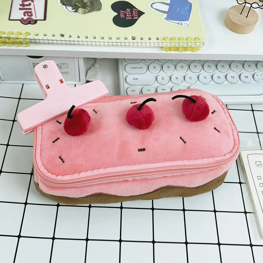 1 Piece 1 Set Cherry Cake Learning School Polyester Cute Pencil Case