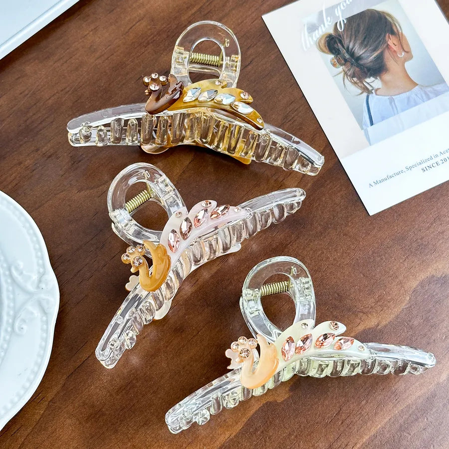 Dove High-End Acetate Hair Clip Diamond-Embedded Shark Clip Large Size Versatile Hair Accessories For Women Stylish Hair Decorations