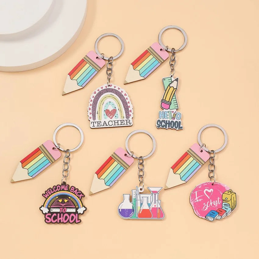Simple Style Letter pencil Wood Teachers' Day Unisex Keychain