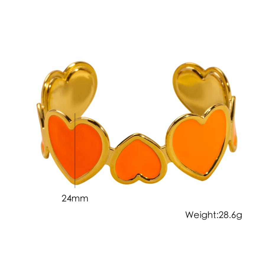 Modern Style Sweet Heart Shape 304 Stainless Steel Bangle In Bulk