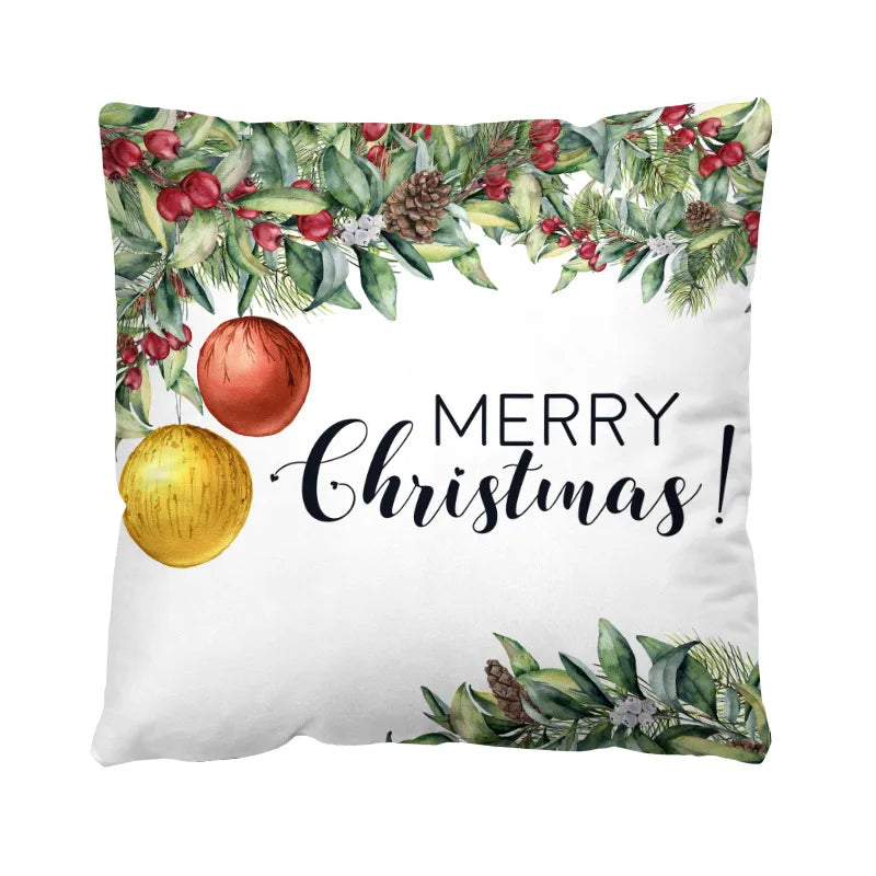Christmas Casual Christmas Tree Santa Claus Letter short plush Pillow Cases Couch & Sofa Decor