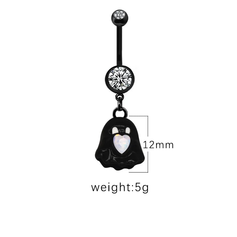 1 Piece Belly Rings Casual Hip-Hop Moon Heart Shape Stainless Steel Arylic Alloy Plating Acrylic Glass