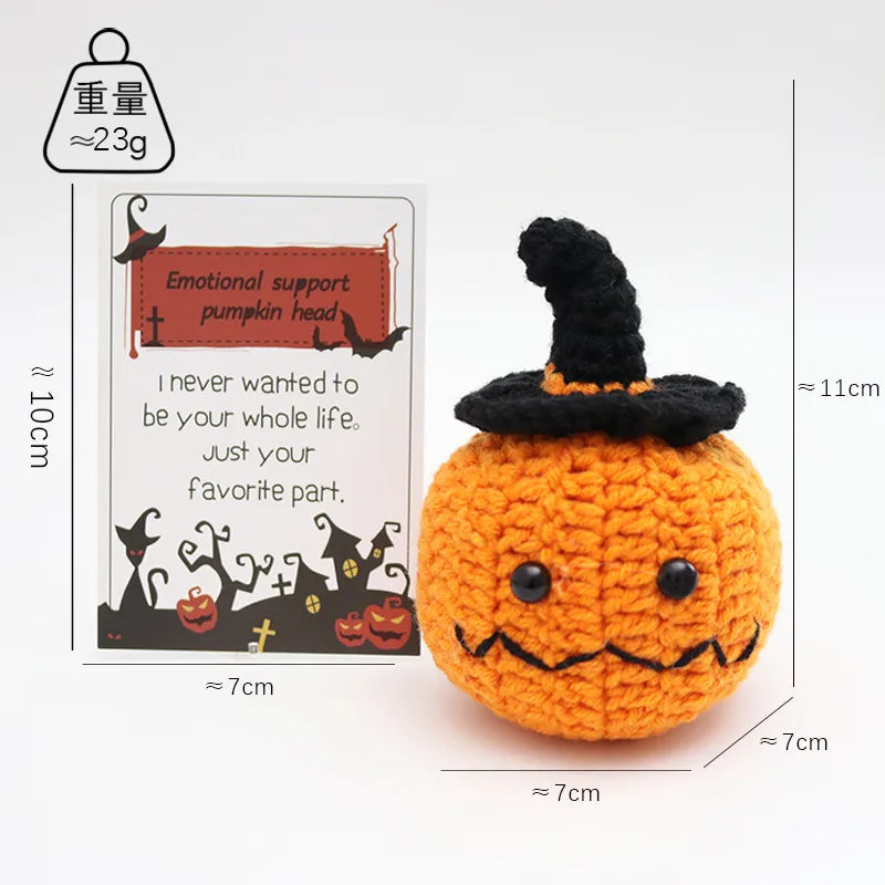 Handmade Crochet Halloween Doll Finished Product Positive Energy Yarn Toy Soft Plushie Stuffed Animal Hug Card Gift