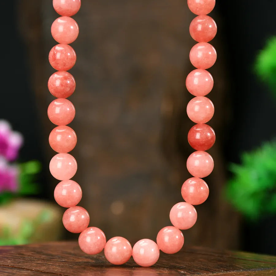 Pastoral Round Alloy natural stone Beaded Chain Necklace In Bulk