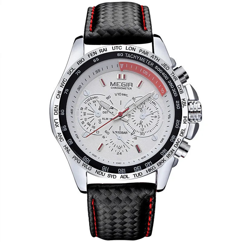 A generation of hair beauty MEGIR men's watch sports hot watch fake Three-Eyed luminous men's watch 1010G