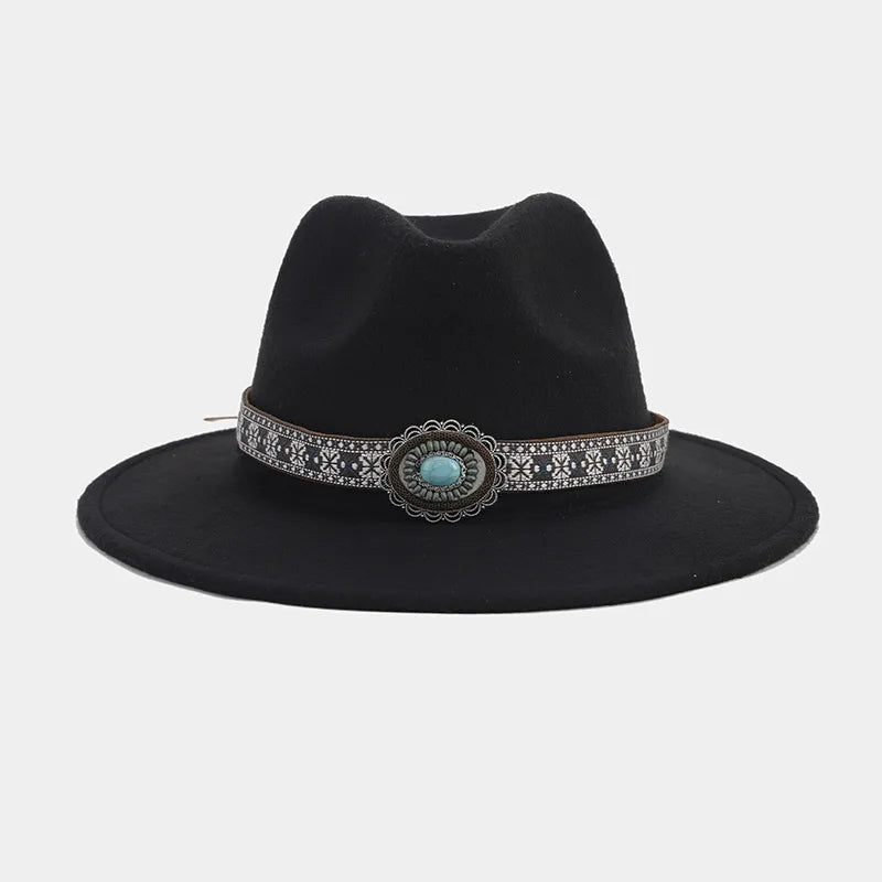 women's elegant basic solid color big eaves fedora hat