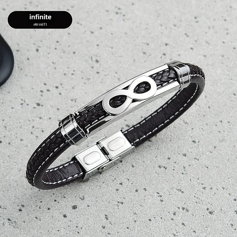 hot infinite love microfiber stainless steel bracelet men's jewelry  fashion boys bracelet  Black Brown