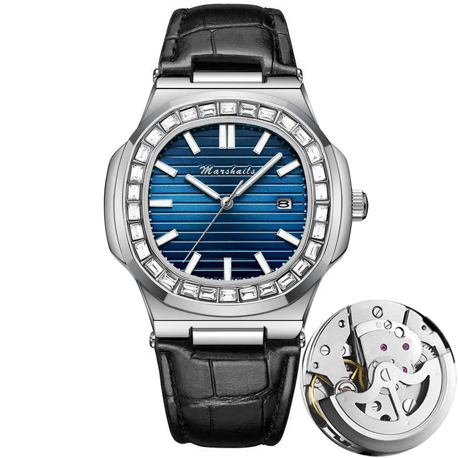 business stripe butterfly double snap quartz men's watches