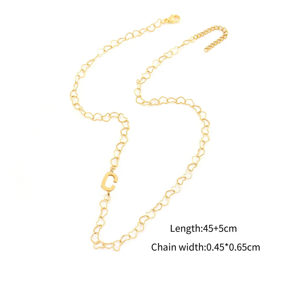 Wholesale Jewelry Elegant Simple Style Classic Style Letter 201 Stainless Steel 304 Stainless Steel Heart-Shaped Chain Pendant Necklace