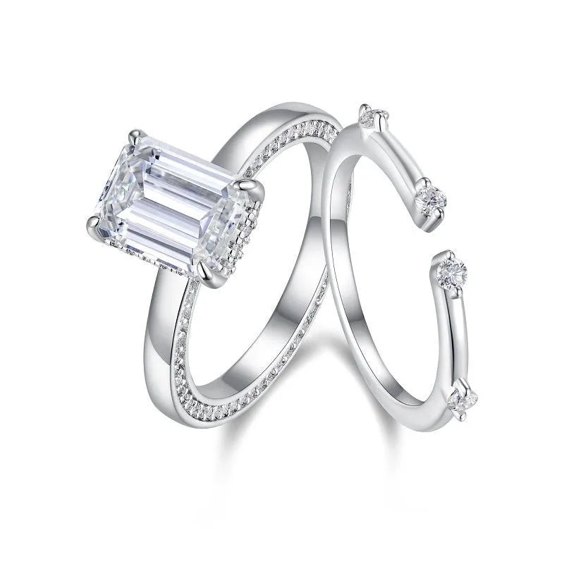 Moissanite 925 Sterling Silver Rings Geometric Rings