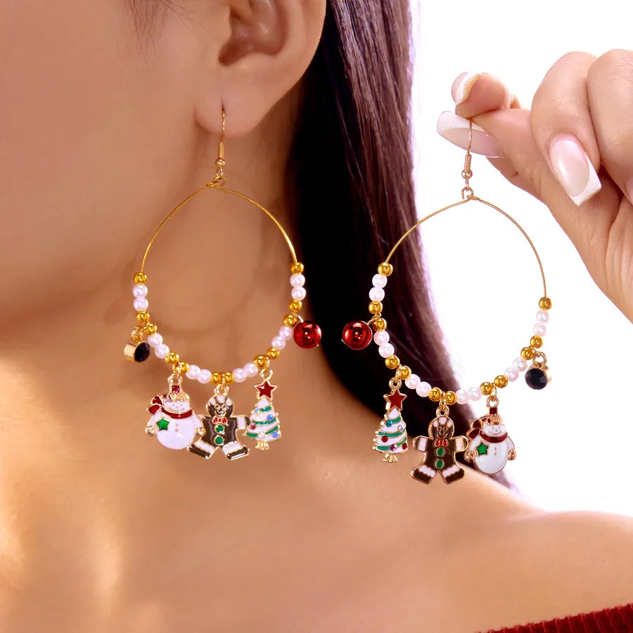 Christmas Themed Crystal Drop Earrings Alloy Scented Santa Socks Round Pendant Hooks For Women Christmas Jewelry Ear Jewelry