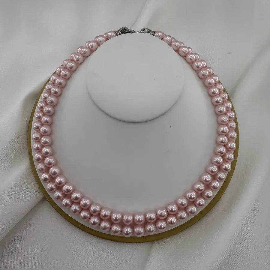 Baroque Style Modern Style Round Artificial Pearl Copper Beaded Chain Beaded Necklaces Wholesale