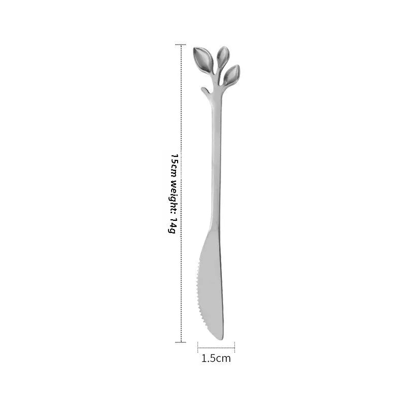 Stainless Steel Leaf Spoon Creative Golden Leaf Coffee Spoon Dessert Spoon Fruit Fork Cake Fork Wholesale Gift Spoon