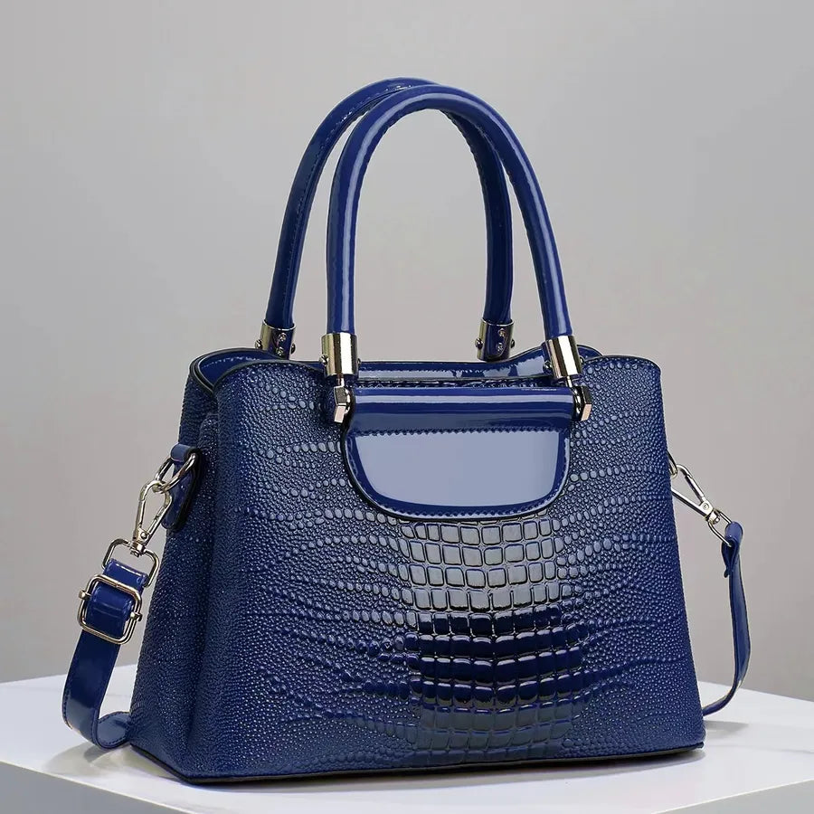 Texted bright leather stone crocodile leather bag handbag women's bag shoulder bag messenger bag foreign trade bags