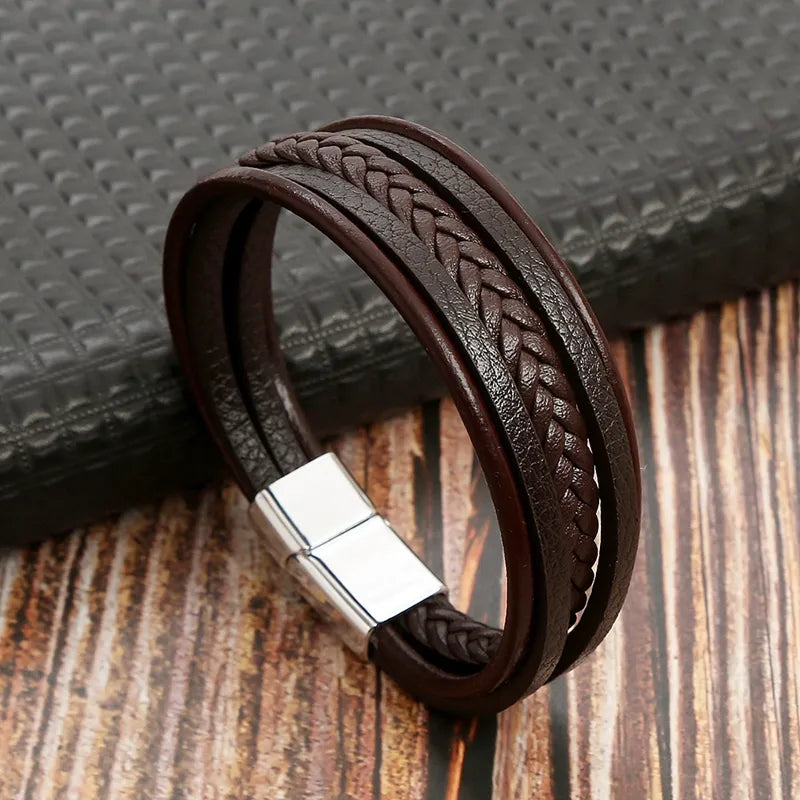 casual solid color alloy handmade men's wristband