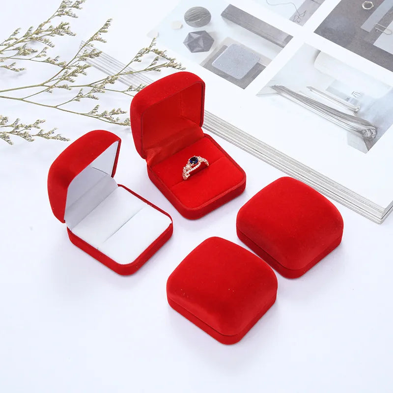fashion solid color flannel earrings packing jewelry box wholesale