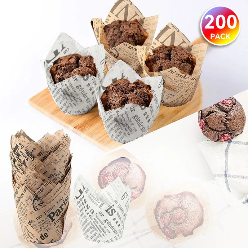 Retro Simple Style Letter Paper Anti-oil paper cake cups