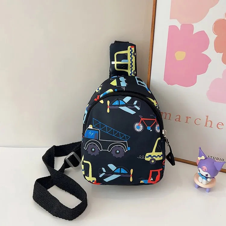 Kid'S Nylon Car Cute Streetwear Oval Zipper Fanny Pack