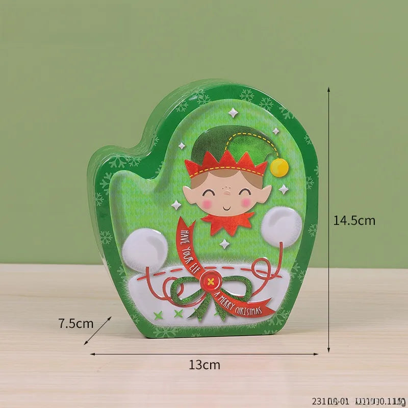 Adorable Christmas Candy Box Santa Claus Reindeer Snowman Storage Can Personalized Christmas Hat Iron Box Gift Packaging
