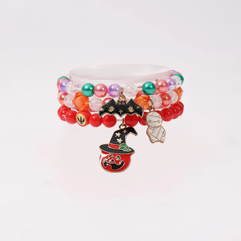 Handmade Bohemian Letter Ghost Halloween Bracelet Acrylic Pumpkin Skull Design Unisex Simple Style Bracelet