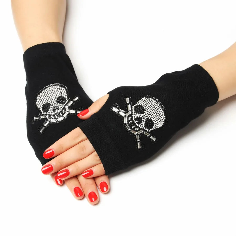 unisex retro bear owl flower knitted fabric gloves 1 pair