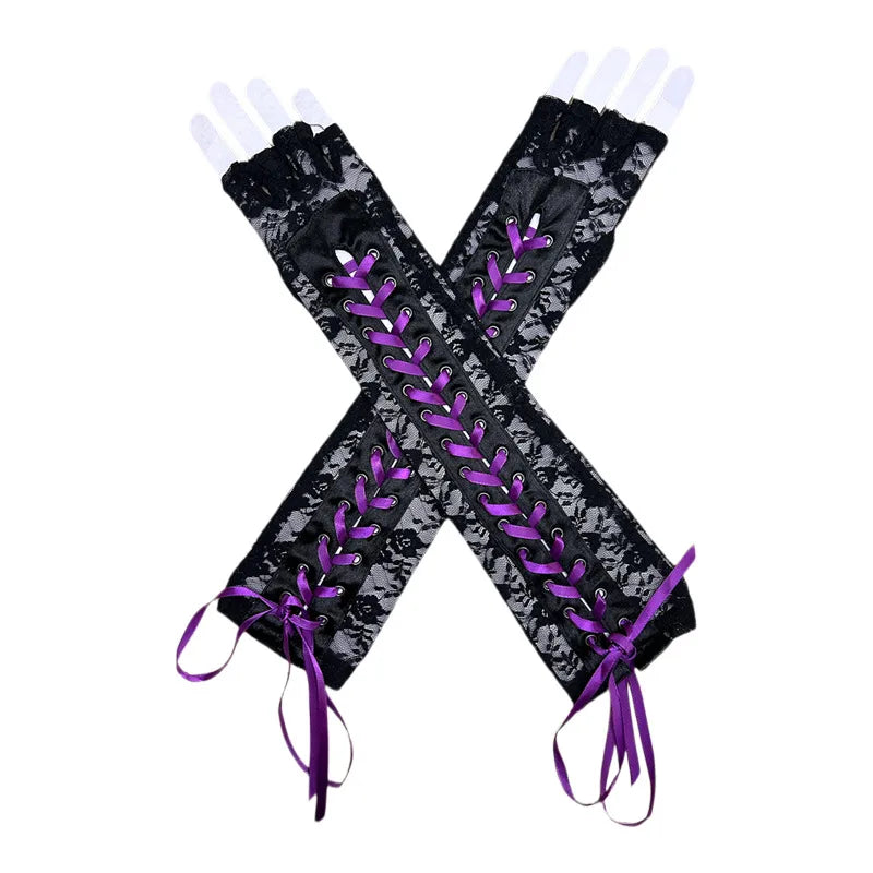 Women's Retro French Style Lolita Solid Color Lace Gloves