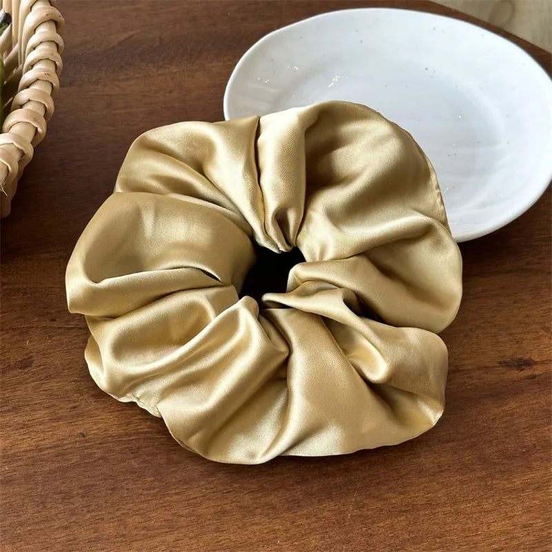 Elegant Lady Advanced Sense Women's Solid Color satin Hair Tie