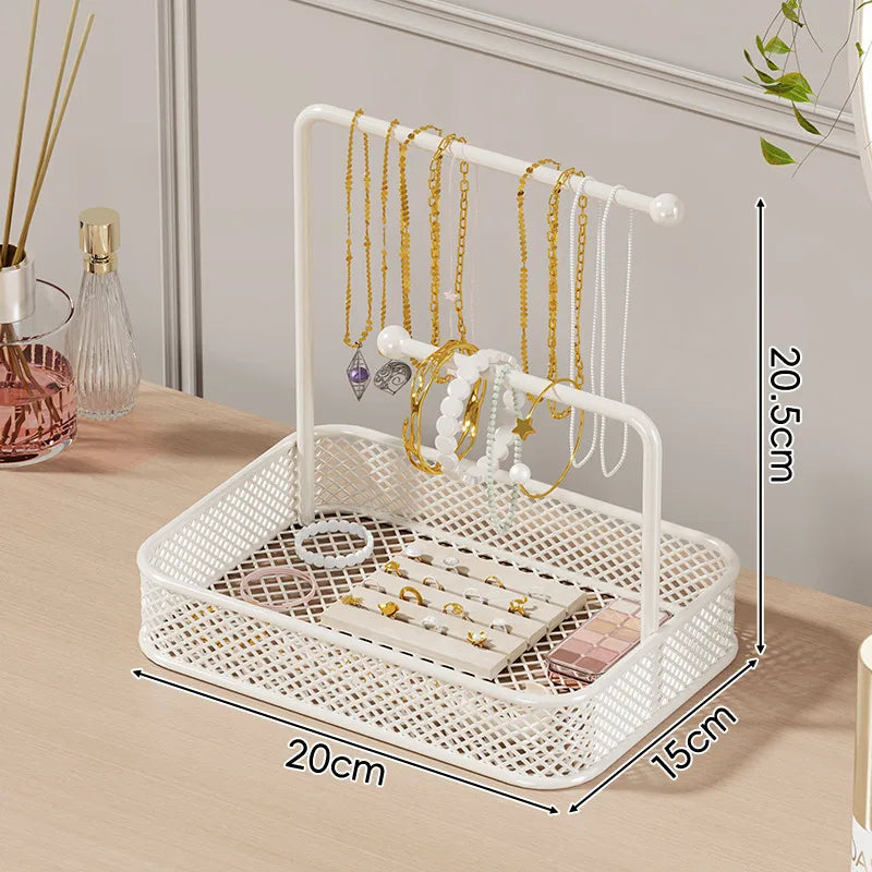Solid Wood Jewelry Display Stand Bracelet Necklace Watch Holder Storage Box Buddha Beads Desktop Organizer Simple Style