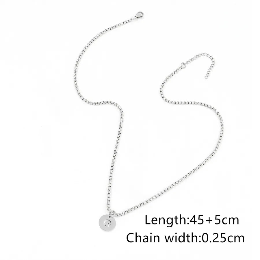 Wholesale Jewelry Simple Style Classic Style Round Letter 201 Stainless Steel 304 Stainless Steel Pendant Necklace