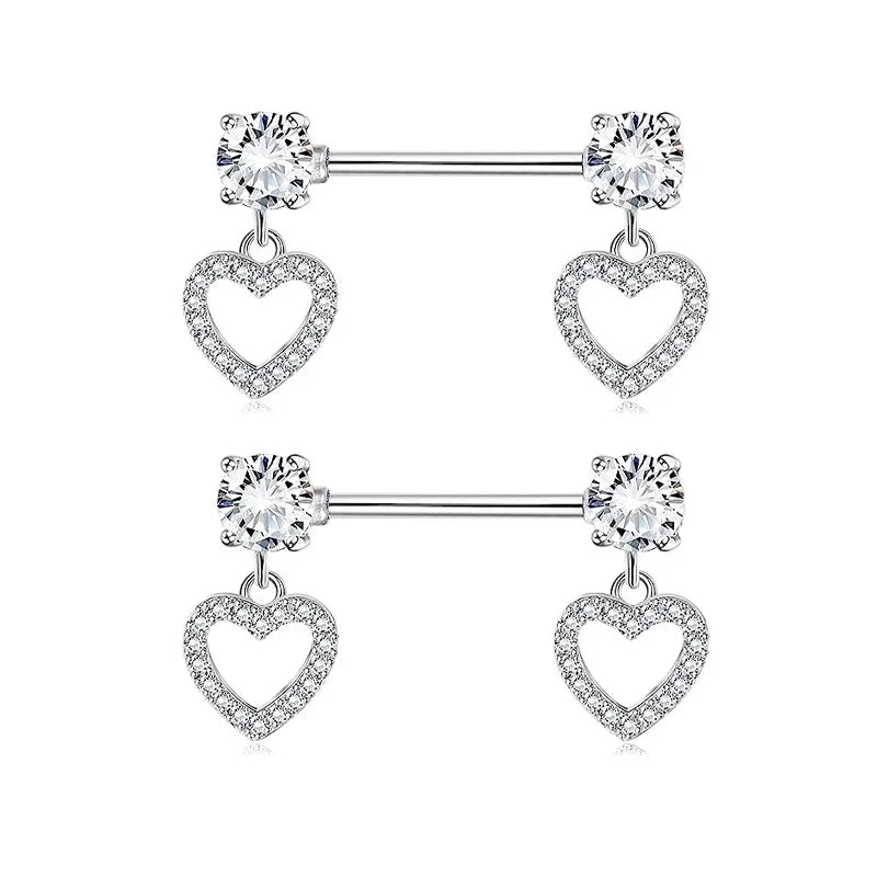 1 Pair Nipple Rings & Studs Simple Style Solid Color 304 Stainless Steel Inlay Zircon Nipple Rings & Studs