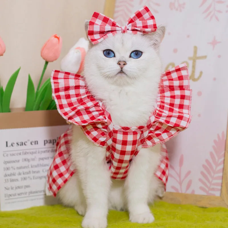 cute cotton flower bow knot pet clothing