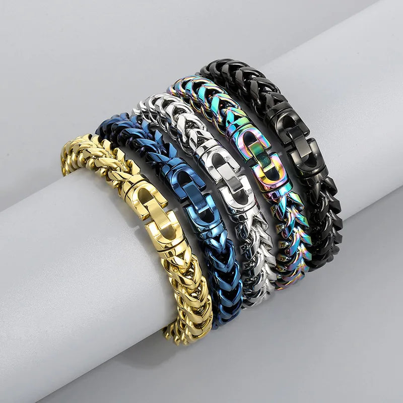 Stainless Steel 18K Gold Plated Hip-Hop Rock Plating Solid Color Bracelets