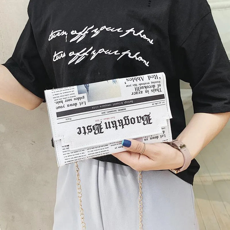 simple envelope clutch bag printing fashion chain shoulder messenger bag