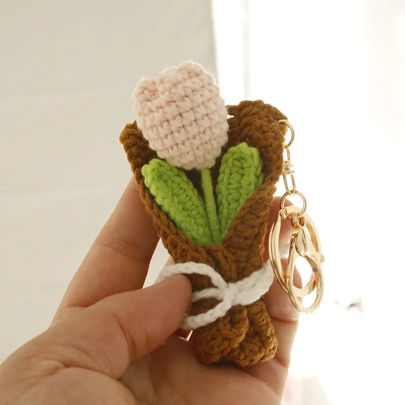 1 Piece Cute Classic Style Flower yarn Bag Pendant Keychain