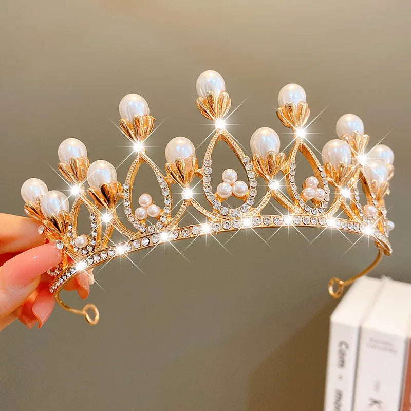 cute crown artificial crystal inlay artificial gemstones crown 1 piece