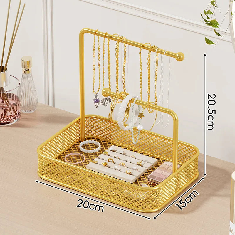 Solid Wood Jewelry Display Stand Bracelet Necklace Watch Holder Storage Box Buddha Beads Desktop Organizer Simple Style